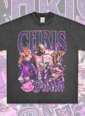 ChrisBrown美式复古水洗短袖T恤