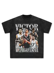Wenban Yama American-Style Star T-Shirt Street Hip-Hop Trendy Brand Retro Print Distressed Washed Heavyweight Loose Short-Sleeve
