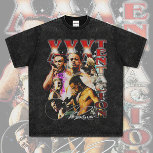 XXXTentacion嘻哈说唱美式印花T恤街头潮牌复古做旧水洗宽松短袖