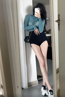 高腰弧度显腿长百搭包臀性感辣妹热裤 女夏季 chao好穿短裤 enen韩版