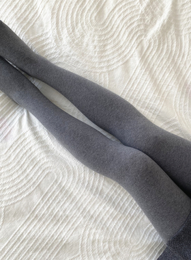 平纹烟灰色连裤袜棉秋冬加绒打底袜裤女大码加厚麻灰保暖外穿九分