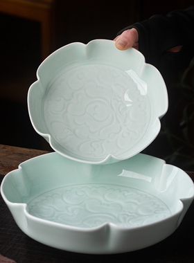 景德镇陶瓷菊口盘宋青小吃碟中式餐厅菜盘凉菜碟甜品小吃盘沙拉盘