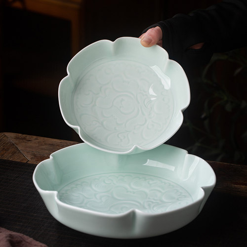 陶瓷菊口盘中式餐厅菜盘沙拉碗