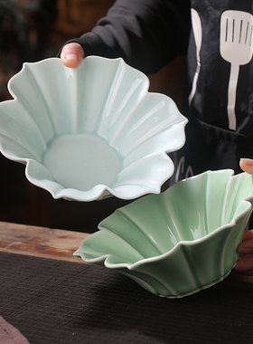 景德镇陶瓷家用釉下彩餐具商用沙拉碗冷菜碗面碗中式影青花口果盘