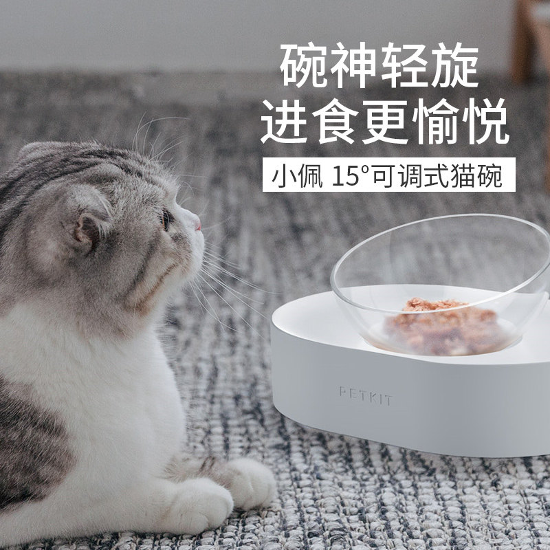 小佩猫碗倾斜塑料宠物喂食碗双碗