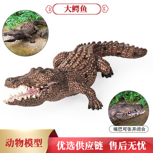 儿童认知野生动物模型实心仿真扬子鳄尼罗鳄长吻鳄大号鳄鱼玩具