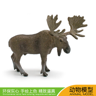 儿童益智仿真野生动物公驼鹿模型实心微观桌面PVC雄鹿摆件