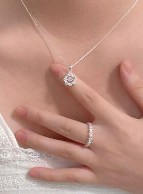 雍程S999足银麻花灵动锆石项链简约甜美气质女生百搭锁骨链代发