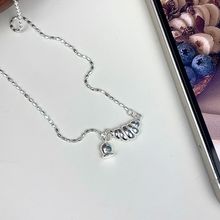 新概念实拍s925纯银牛角包闪珠项链女ins小众设计重工实心毛衣链