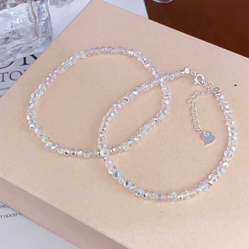 s925纯银奥地利水晶手链女款夏季轻奢小众精致简约百搭可叠戴手串