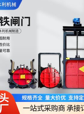 铸铁镶铜圆闸门DN400dn500 600*800附壁式双向止水铸铁闸门启闭机