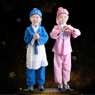 戏曲服装舞台演出茶衣儿童古装小二武大郎小丑娃娃服杂役饭馆跑堂