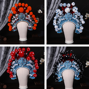 戏曲武生武将头盔硬包巾 戏剧盔帽京剧舞台头饰大包巾 扎巾大额子