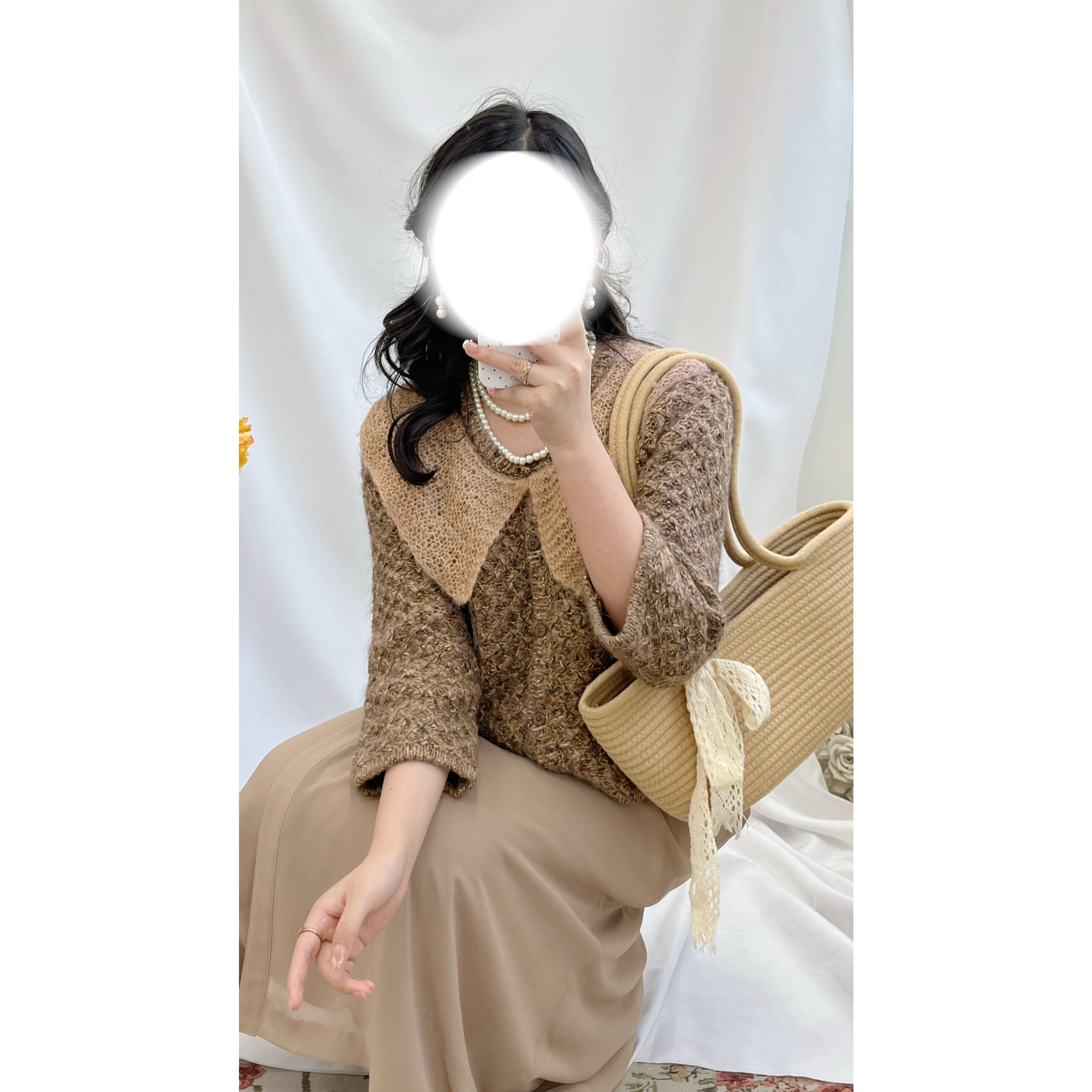 vintage古着昭和复古大翻领毛衣