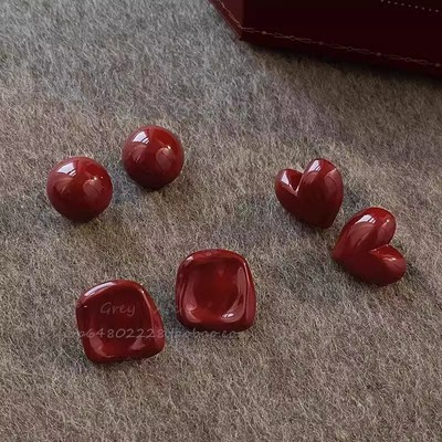 安可拉红珍珠耳钉女复古气质耳环