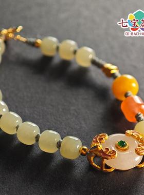 天然和田玉青玉手链女夏