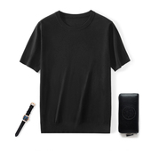 短袖 T恤男新款 宽松薄款 2025年夏男精纺羊毛衫 透气圆领体恤衫 上衣