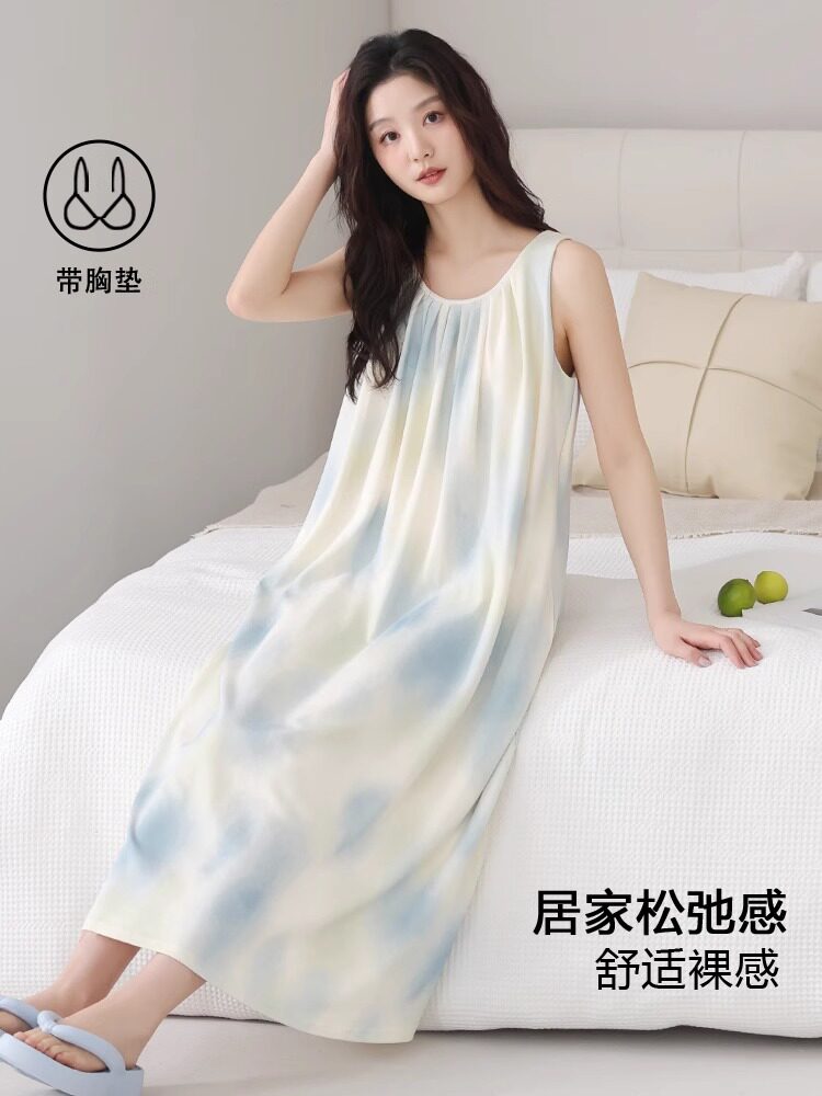 女性睡衣2025新夏天带乳房垫孕妇,甜美,舒适,裸露的感觉,夏季