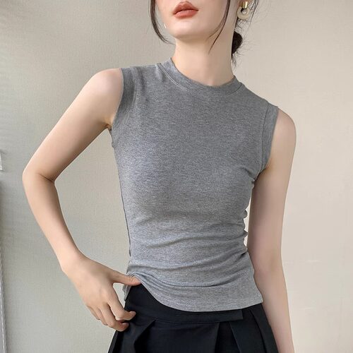 灰色背心打底衫女显瘦遮副乳