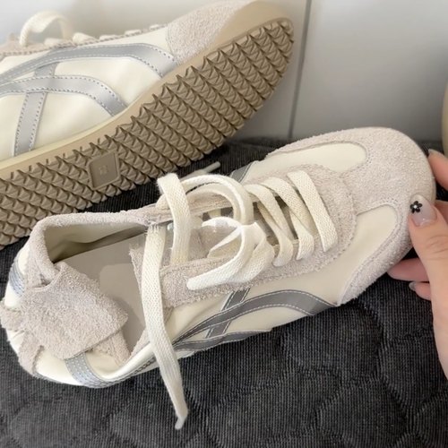 松弛感德训鞋女2025透气内增高休闲运动复古轻便阿甘鞋慢跑小白鞋