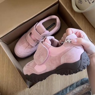 德训鞋女2025春季新款魔术贴软底百搭休闲内增高阿甘鞋运动老爹鞋