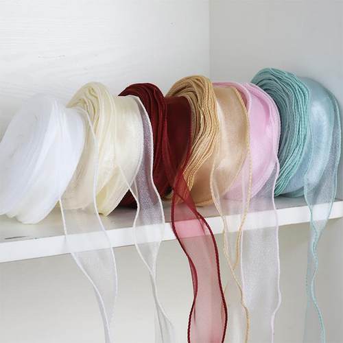 40码鱼尾纱带蝴蝶结缎带雪纱带花束鲜花包装丝带diy材料波浪丝带