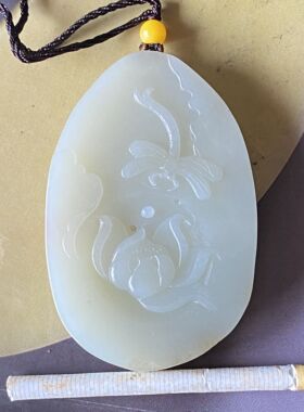 全部清仓·新疆和田玉籽料挂件苏工高青白籽料一品清廉牌