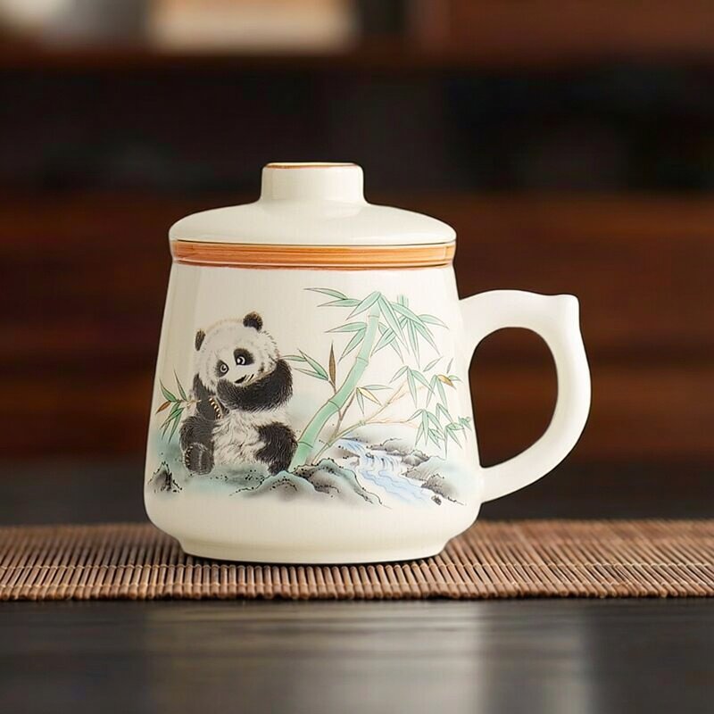 陶瓷汝窑大肚杯茶水分离泡茶杯