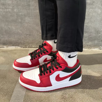校草 air jordan1 low aj1黑红脚趾 低帮女篮球鞋553558-163