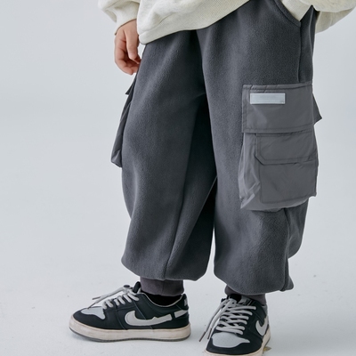 双面摇粒绒裤工装大口袋裤子