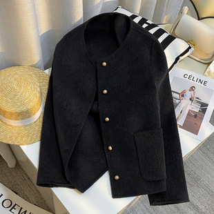 今年流行特惠黑灰色羊绒双面呢子短外套女2025秋冬新款韩版女神范
