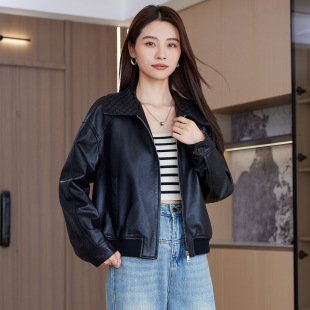 机车风显 个性 今年流行特惠海宁真皮皮衣女绵羊皮短款 2025秋冬新款