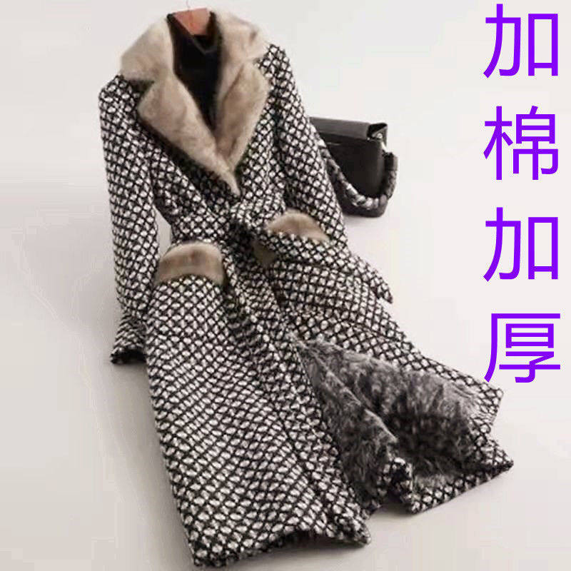 今年流行特惠水貂毛皮女2025新款冬季加厚粗花呢派克服大衣女中