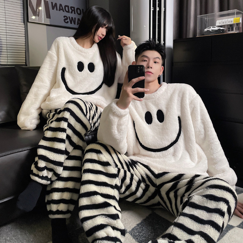 芬腾珊瑚绒情侣睡衣女秋冬季款加睡衣/家居服套装