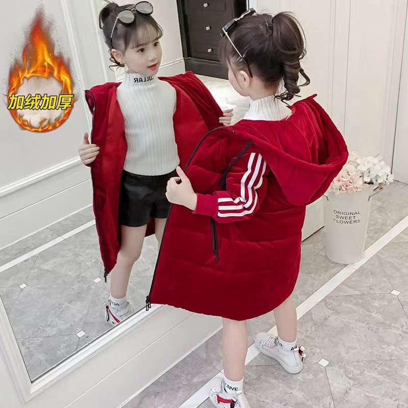 女童金丝绒棉袄中长款棉衣202棉袄/棉服