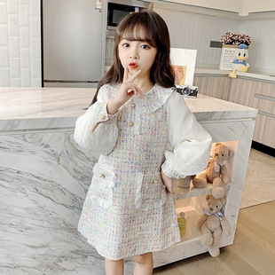 女童连衣裙春秋季2025新款女孩小香风公主裙中大童娃娃领公主裙子