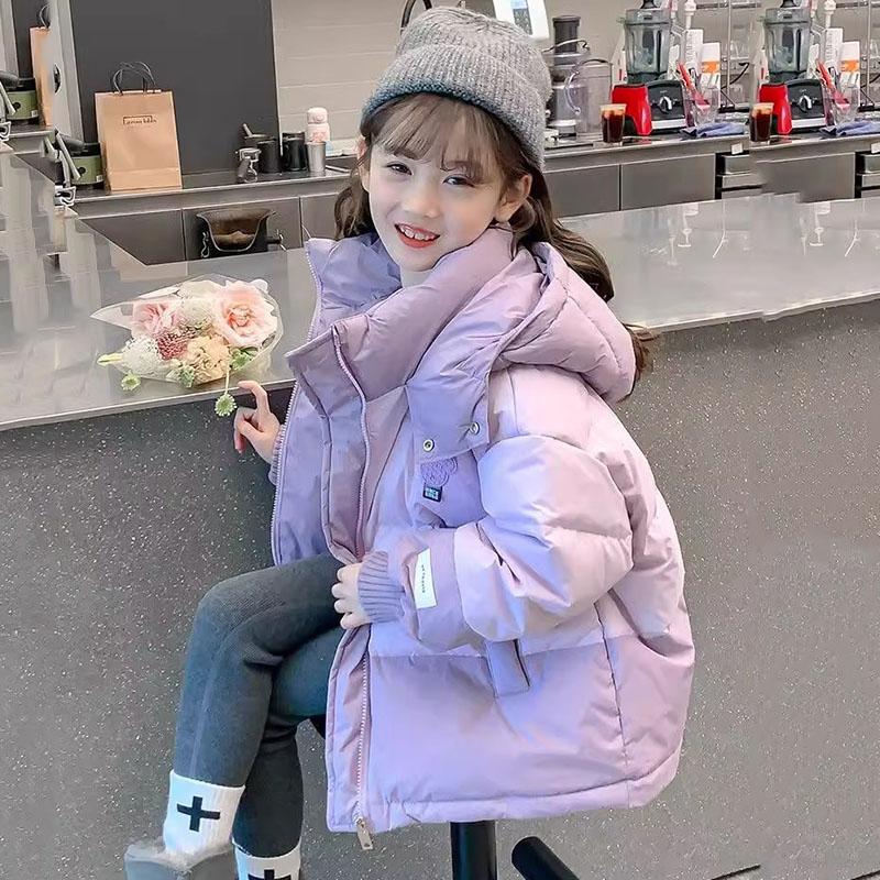 女童加绒加厚拼色羽绒棉棉服2025新年小女孩冬装棉衣中大童棉袄潮