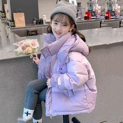 女童加绒加厚拼色羽绒棉棉服2025新年小女孩冬装棉衣中大童棉袄潮