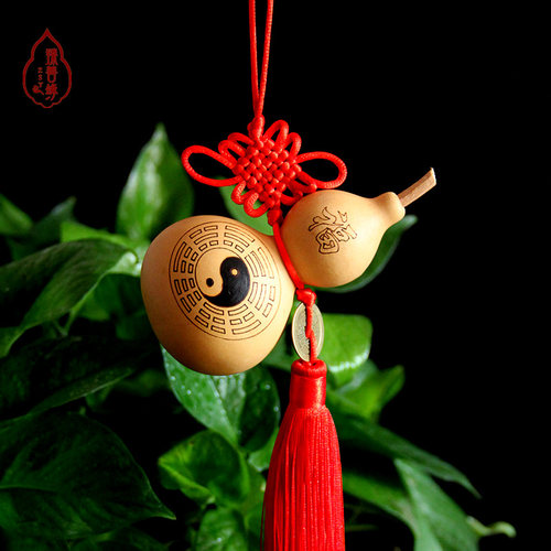 臻善缘天然小葫芦挂件葫芦摆件铜钱太极八卦雕刻烙画葫芦精品 - 封面