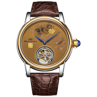 官方正品海鸥手表男连年有余同心轴陀飞轮国潮机械表8816