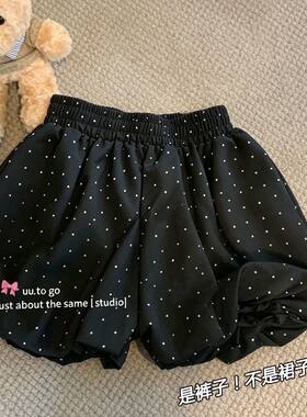 女童黑色波点花苞灯笼短裙裤