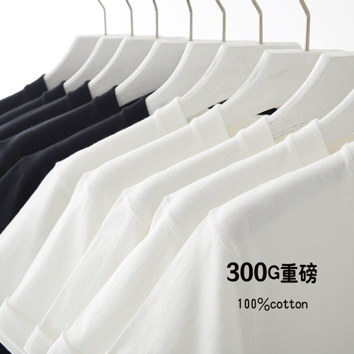 300g重磅纯棉短袖t恤圆领宽松男