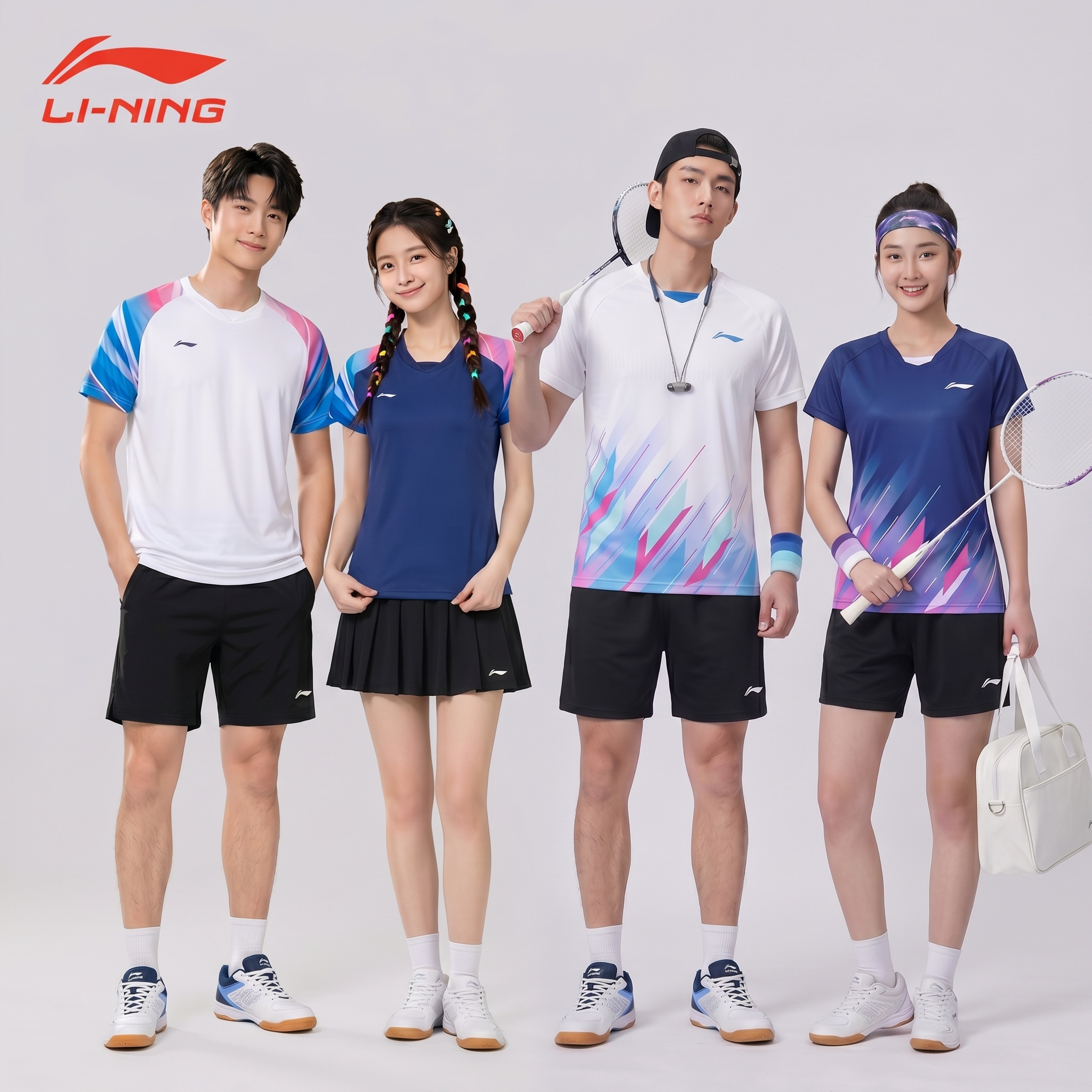 2026李宁羽毛球服套装男夏季短袖短裤运动服女乒乓球服网球服速干