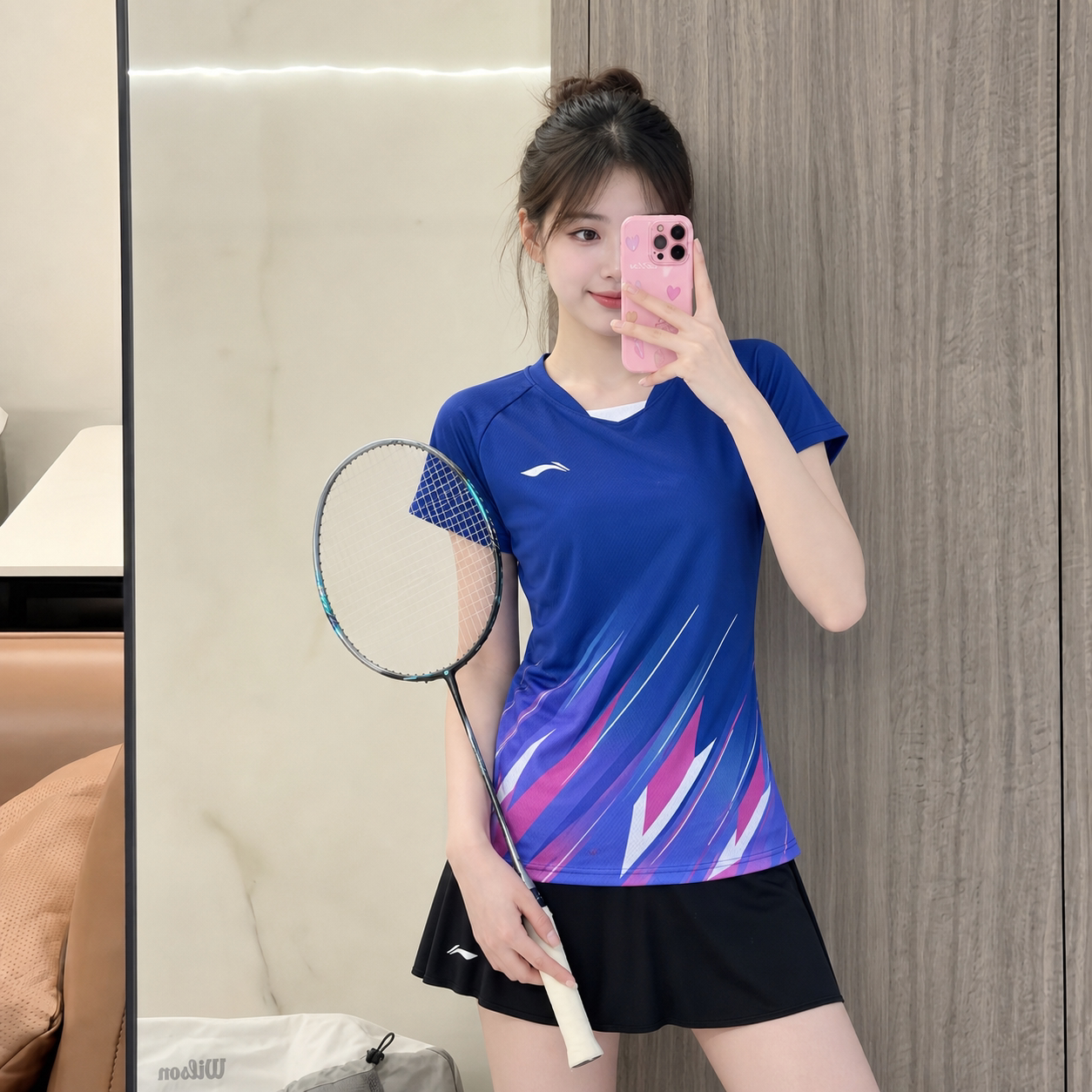 夏季李宁羽毛球服女高颜值运动服速干短袖上衣短裙短裤套装网球服