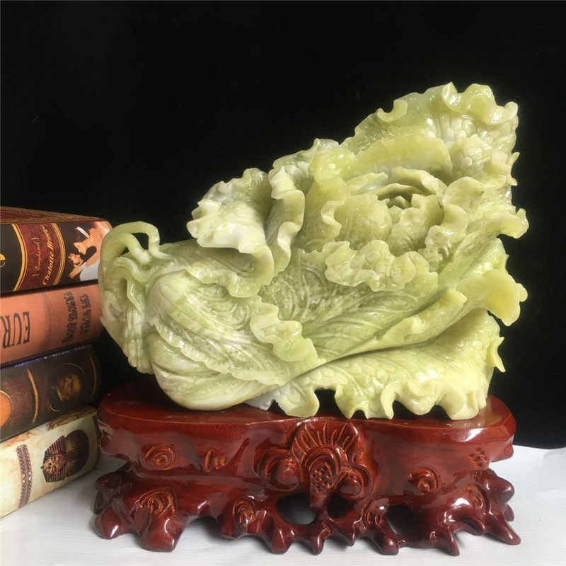 天然玉石招财岫玉白菜摆件百财聚来遇百财客厅乔迁店铺开业装饰品