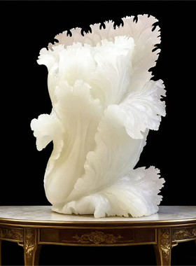 天然白玉白菜摆件客厅玄关装饰品