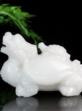 天然白玉石龙龟摆件母子龙龟家居客厅办公室玄关装饰品吉祥物摆设