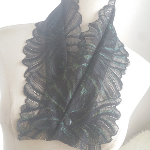 饰假领 黑色龙骨刺绣印花幻彩丝金银线精致内搭蕾丝花边装 时尚 经典