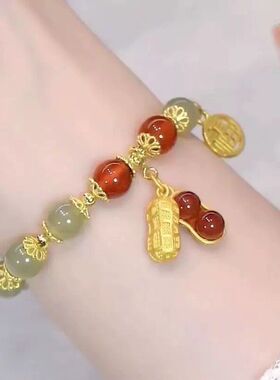 新中式高颜值绿珠花生手链女中国