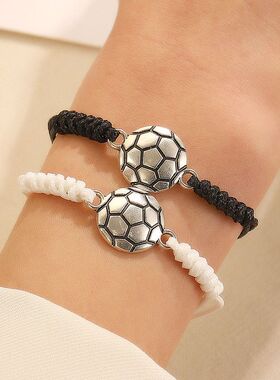 球类运动手链套装黑白撞色一对